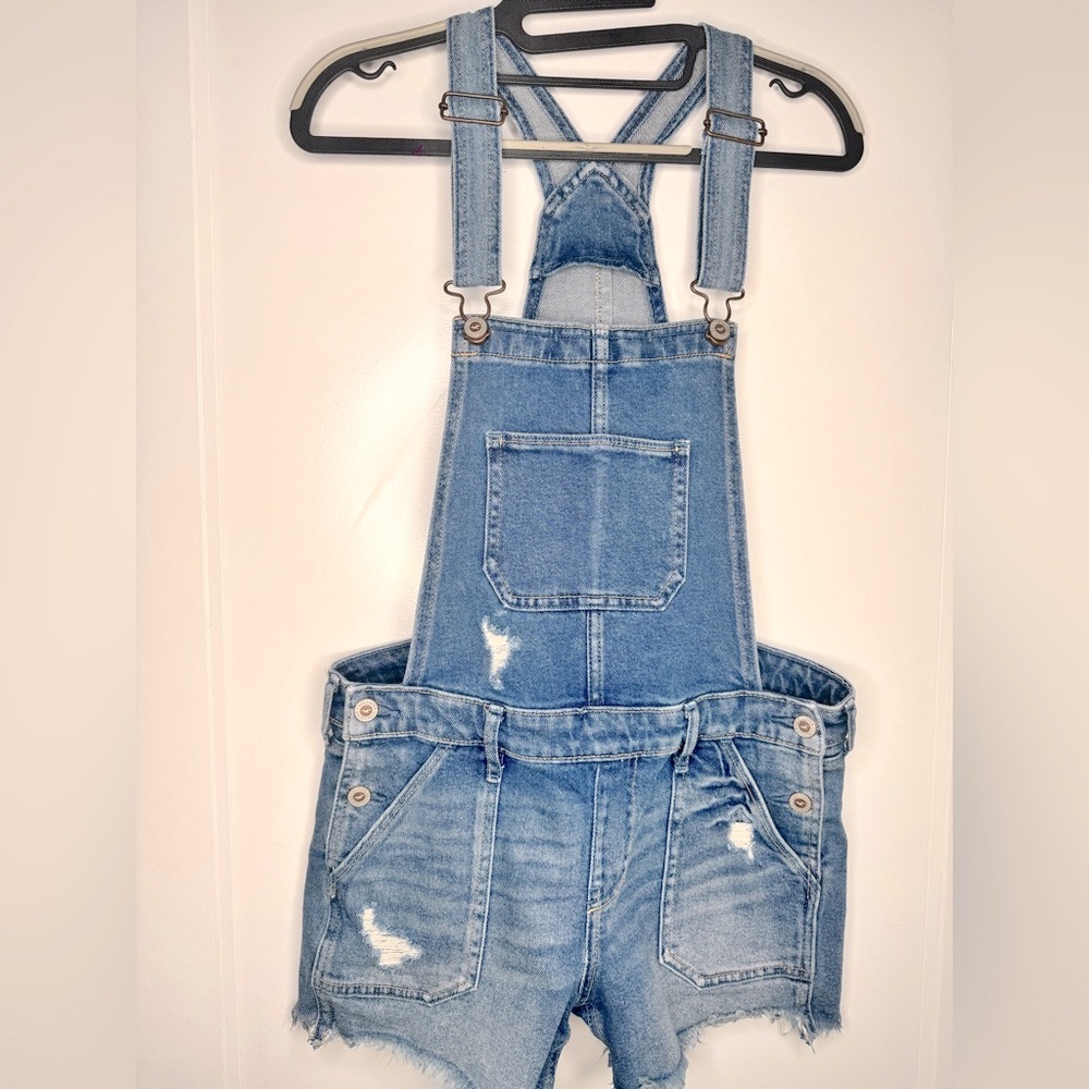 2005-2009 Hollister Boyfriend Short Overalls Vintage Stretch